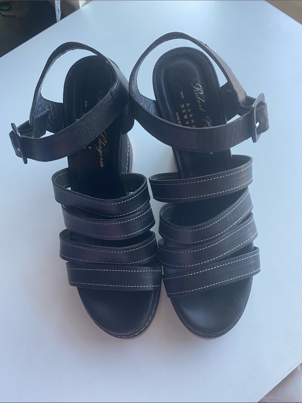 Robert Clergerie Black Multi-Strap Leather Heels